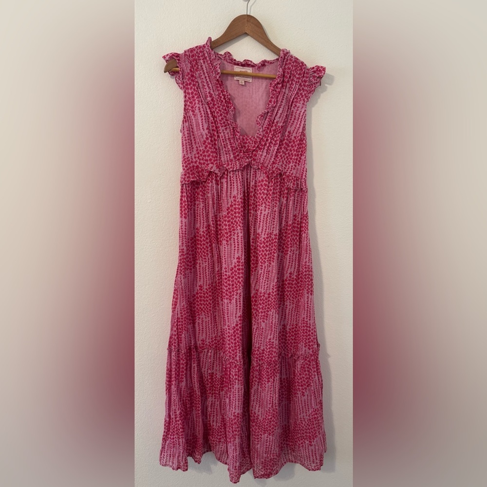 Revolve Banjanan Constance Pink Maiden Grass Maxi Dress Tiered Ruffles Size Sm